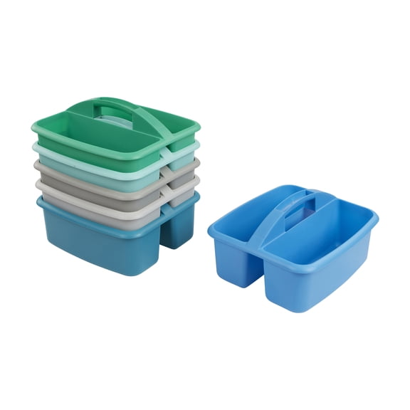 ECR4Kids 2-Compartment Large Plastic Caddy, Multipurpose Organization, Contemporary, 6-Pack