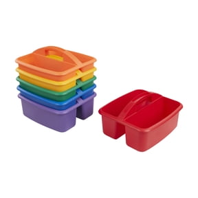 ECR4Kids 2-Compartment Large Plastic Caddy, Multipurpose Organization, Primary, 6-Pack