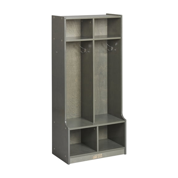 ECR4Kids 2-Section Coat Locker with Bench and Cubby Storage Compartments, Kids Furniture, Grey Wash
