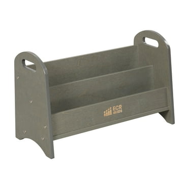 ECR4Kids 2-Shelf Tabletop Book Display with Handles, Grey Wash, 1