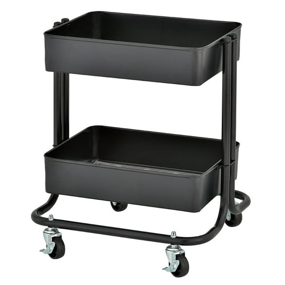 2-Tier Metal Rolling Utility Cart
