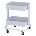 thumbnail image 1 of ECR4Kids 2-Tier Metal Rolling Utility Storage Cart, Multipurpose Organization, White, 1 of 9
