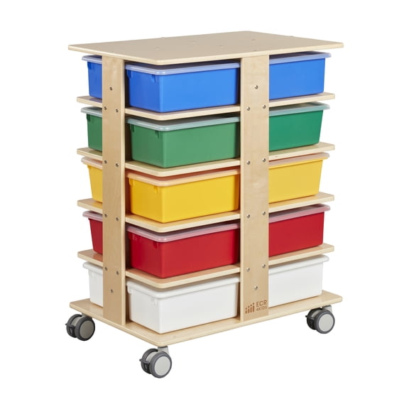 20-Compartment Mobile Storage Tower and 20 Cubby Bins, 5x4