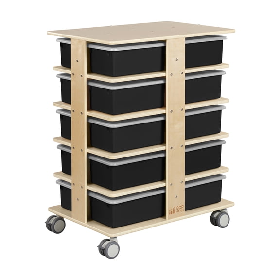 20-Compartment Mobile Storage Tower and 20 Cubby Bins, 5x4