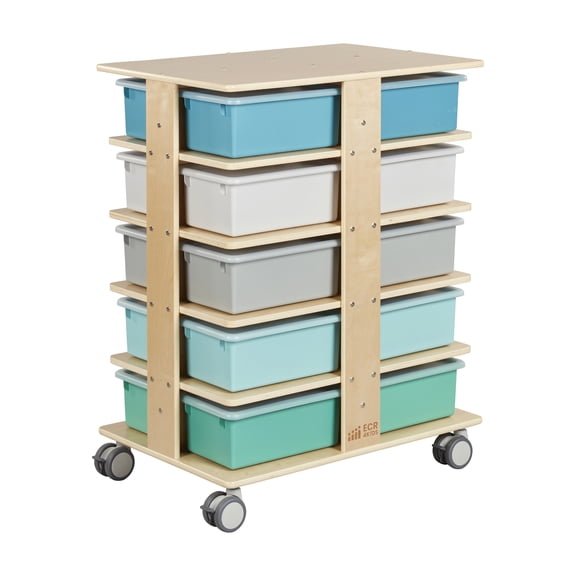 20-Compartment Mobile Storage Tower and 20 Cubby Bins, 5x4