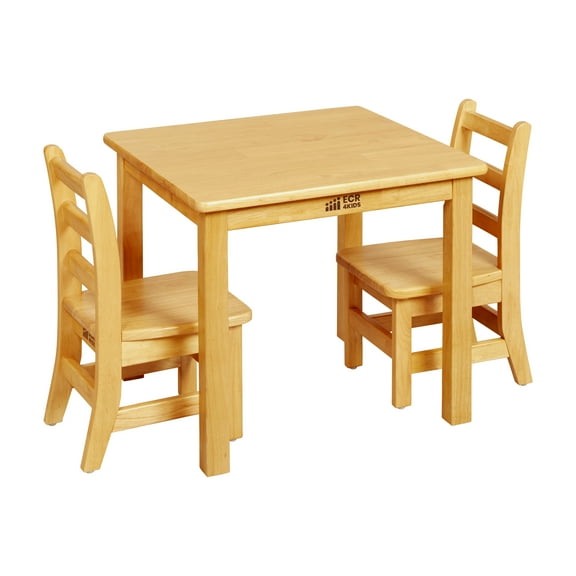 24in x 24in Square Hardwood Table with 20in Legs and Two 10in Chairs