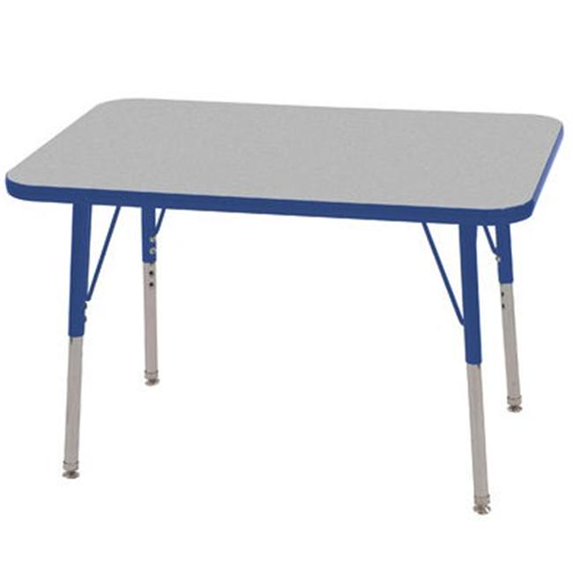 ECR4Kids 24in x 36in Rectangle Everyday T-Mold Adjustable Activity Table Grey/Blue - Standard Swivel