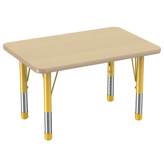 ECR4Kids 24in x 36in Rectangle Everyday T-Mold Adjustable Activity Table Maple/Maple/Yellow - Chunky Leg