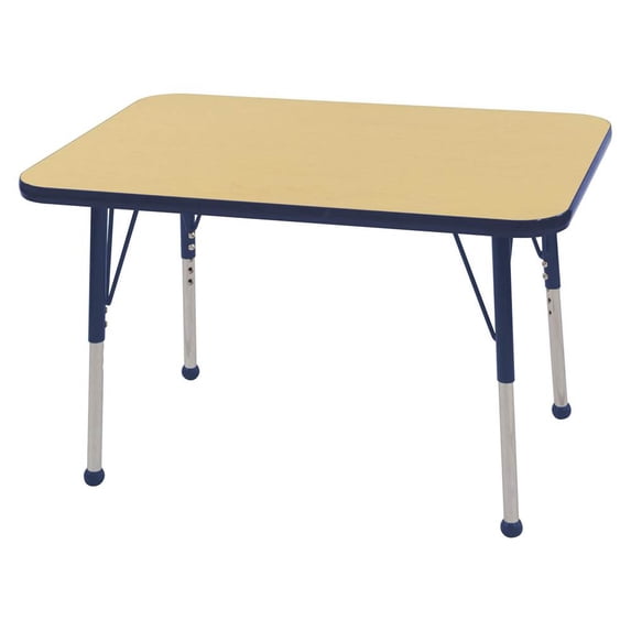 ECR4Kids 24in x 36in Rectangle Everyday T-Mold Adjustable Activity Table Maple/Navy - Standard Ball