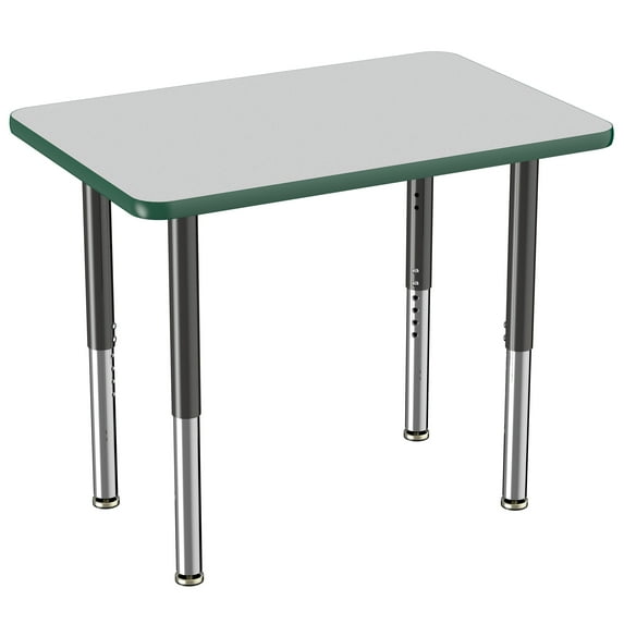 ECR4Kids 24in x 36in Rectangle Premium Thermo-Fused Adjustable Activity Table Grey/Green/Black - Super Leg