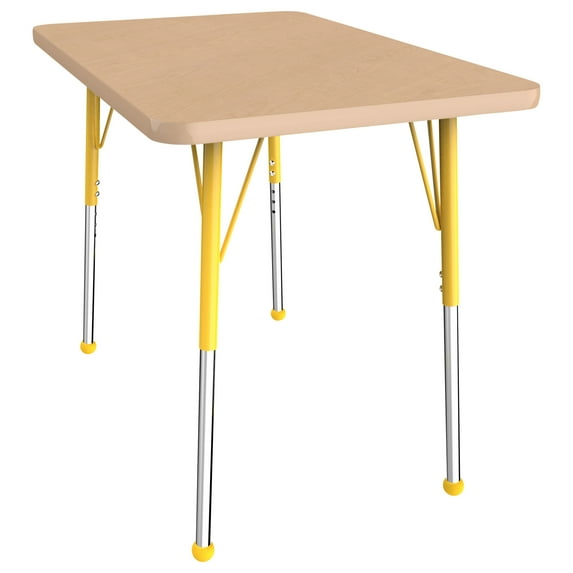 ECR4Kids 24in x 36in Rectangle Premium Thermo-Fused Adjustable Activity Table Maple/Maple/Yellow - Standard Ball