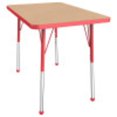 thumbnail image 1 of ECR4Kids 24in x 36in Rectangle Premium Thermo-Fused Adjustable Activity Table Maple/Red/Red - Standard Ball, 1 of 4