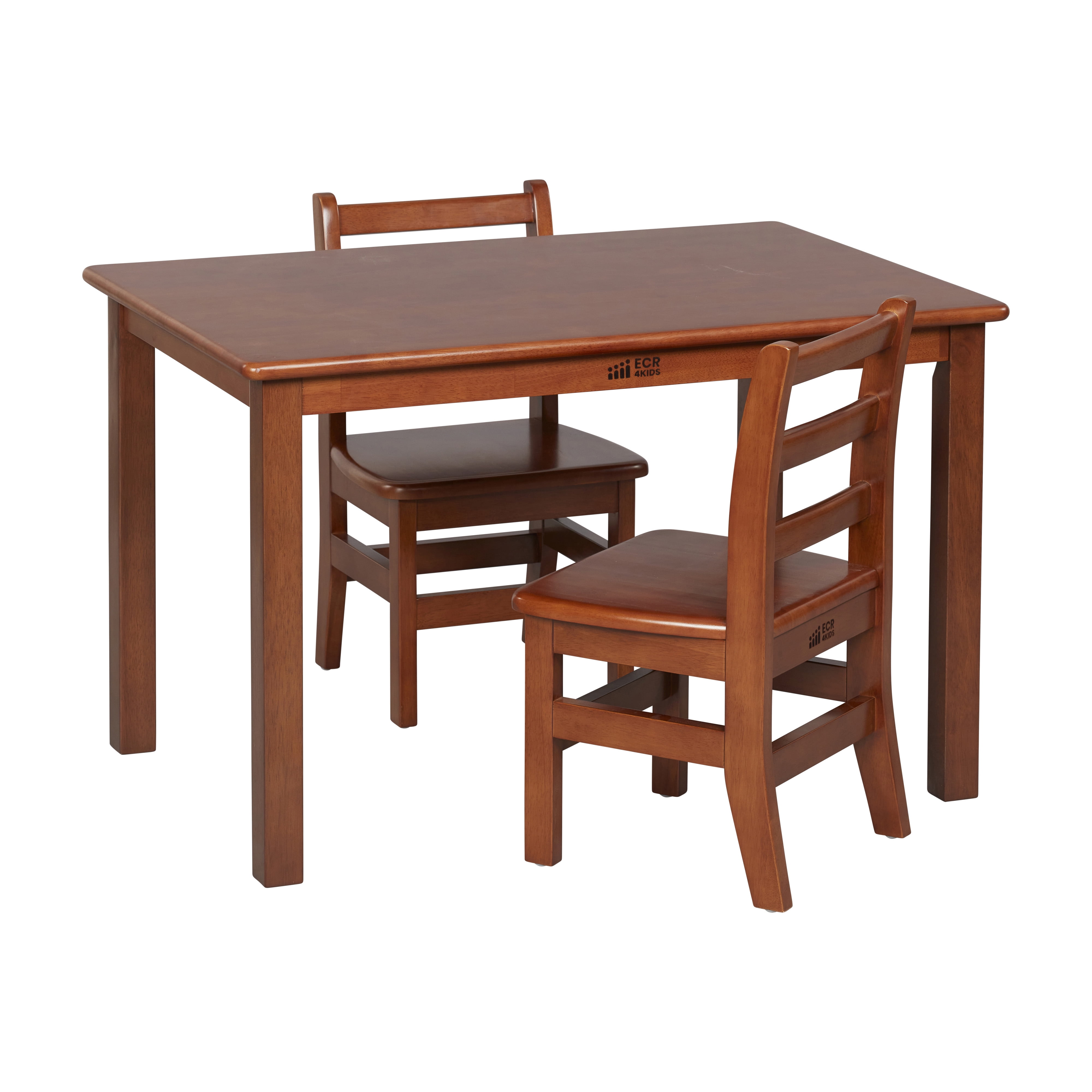 ECR4Kids 24in x 36in Rectangular Hardwood Table and Chair Set, 12in