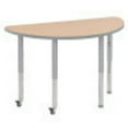 thumbnail image 1 of ECR4Kids 24in x 48in Half Round Contour Thermo-Fused Adjustable Activity Table Maple/Light Grey/Silver - Super Leg, 1 of 2