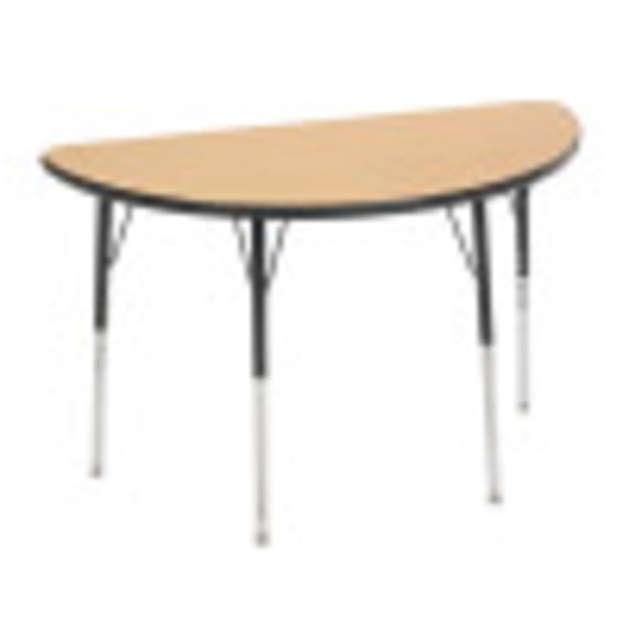 ECR4Kids 24in x 48in Half Round Everyday T-Mold Adjustable Activity Table Maple/Black - Standard Swivel