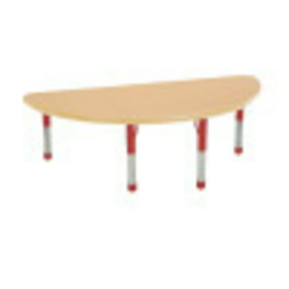 ECR4Kids 24in x 48in Half Round Everyday T-Mold Adjustable Activity Table Maple/Maple/Red - Chunky Leg