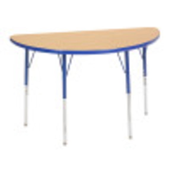 ECR4Kids 24in x 48in Half Round Premium Thermo-Fused Adjustable Activity Table Maple/Blue/Blue - Standard Swivel