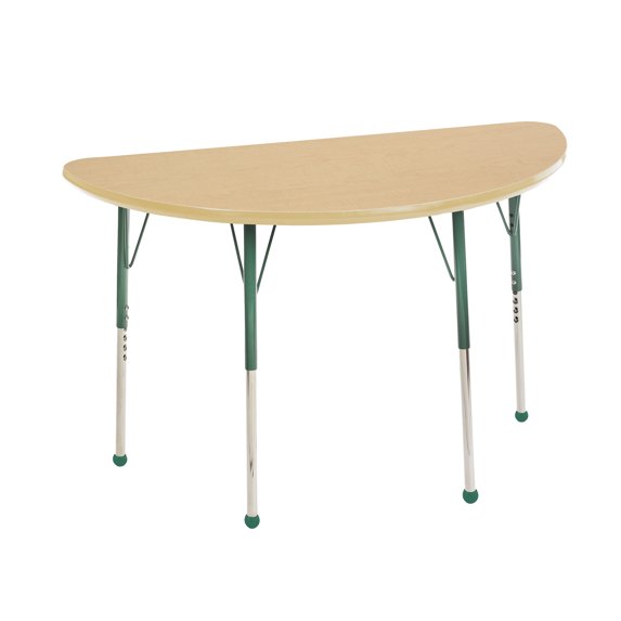 ECR4Kids 24in x 48in Half Round Premium Thermo-Fused Adjustable Activity Table Maple/Maple/Green - Standard Ball