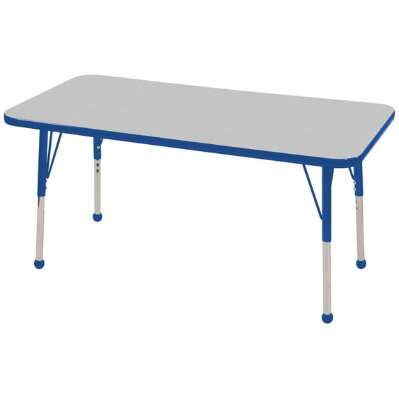 ECR4Kids 24in x 48in Rectangle Everyday T-Mold Adjustable Activity Table Grey/Red - Standard Swivel