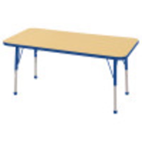 ECR4Kids 24in x 48in Rectangle Everyday T-Mold Adjustable Activity Table Maple/Blue - Standard Ball