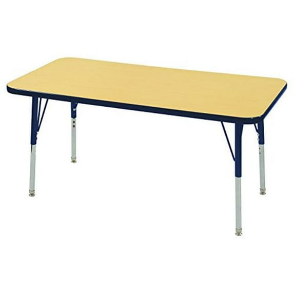 ECR4Kids 24in x 48in Rectangle Premium Thermo-Fused Adjustable Activity Table Maple/Navy/Navy - Standard Swivel
