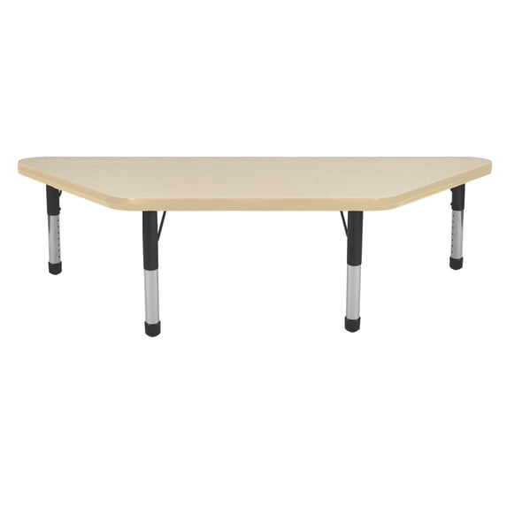 ECR4Kids 24in x 48in Trapezoid Everyday T-Mold Adjustable Activity Table Maple/Maple/Black - Chunky Leg