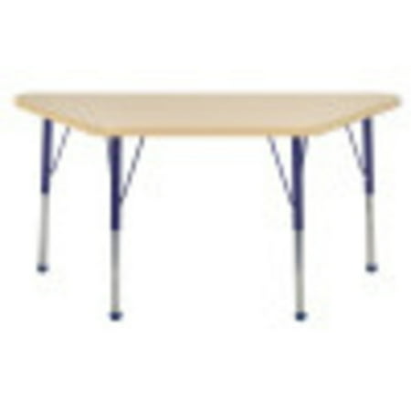 ECR4Kids 24in x 48in Trapezoid Everyday T-Mold Adjustable Activity Table Maple/Maple/Navy - Standard Ball