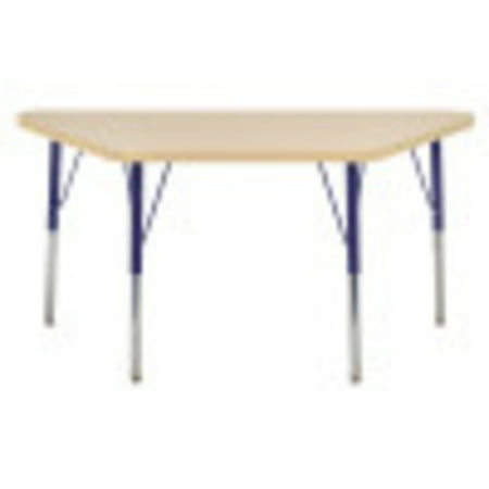 ECR4Kids 24in x 48in Trapezoid Everyday T-Mold Adjustable Activity Table Maple/Maple/Navy - Standard Swivel