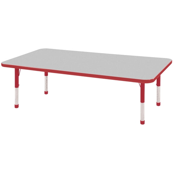 ECR4Kids 24in x 60in Rectangle Everyday T-Mold Adjustable Activity Table Grey/Blue - Chunky Leg