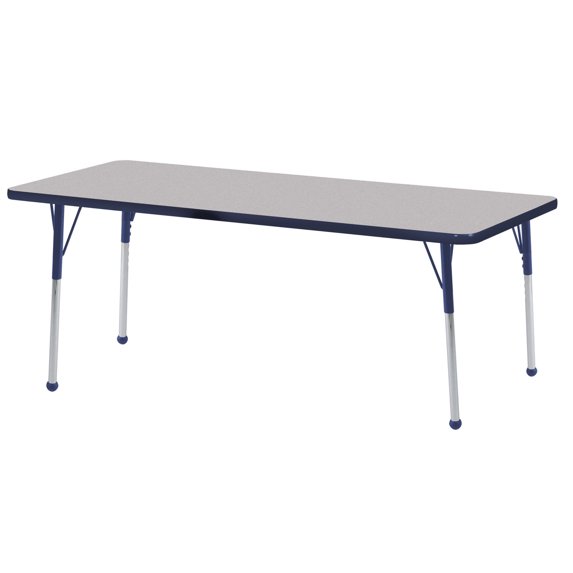 ECR4Kids 24in x 60in Rectangle Everyday T-Mold Adjustable Activity Table Grey/Navy - Standard Ball