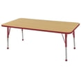 thumbnail image 1 of ECR4Kids 24in x 60in Rectangle Everyday T-Mold Adjustable Activity Table Maple/Red - Standard Ball, 1 of 3