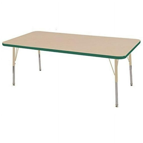 ECR4Kids 24in x 60in Rectangle Premium Thermo-Fused Adjustable Activity Table Maple/Green/Sand - Standard Swivel