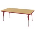 thumbnail image 1 of ECR4Kids 24in x 60in Rectangle Premium Thermo-Fused Adjustable Activity Table Maple/Red/Red - Standard Ball, 1 of 2