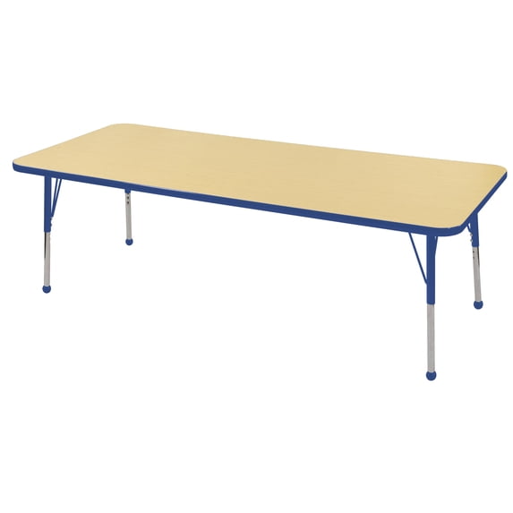 ECR4Kids 24in x 72in Rectangle Everyday T-Mold Adjustable Activity Table Maple/Blue - Standard Ball