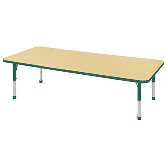 ECR4Kids 24in x 72in Rectangle Everyday T-Mold Adjustable Activity Table Maple/Green - Chunky Leg