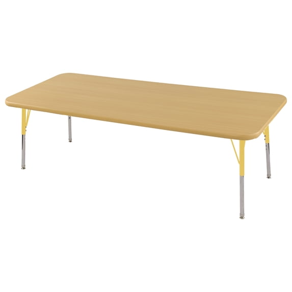 ECR4Kids 24in x 72in Rectangle Premium Thermo-Fused Adjustable Activity Table Maple/Maple/Yellow - Standard Swivel