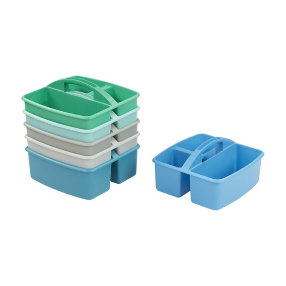 ECR4Kids 3-Compartment Small Plastic Caddy, Multipurpose Organization, Contemporary, 6-Pack