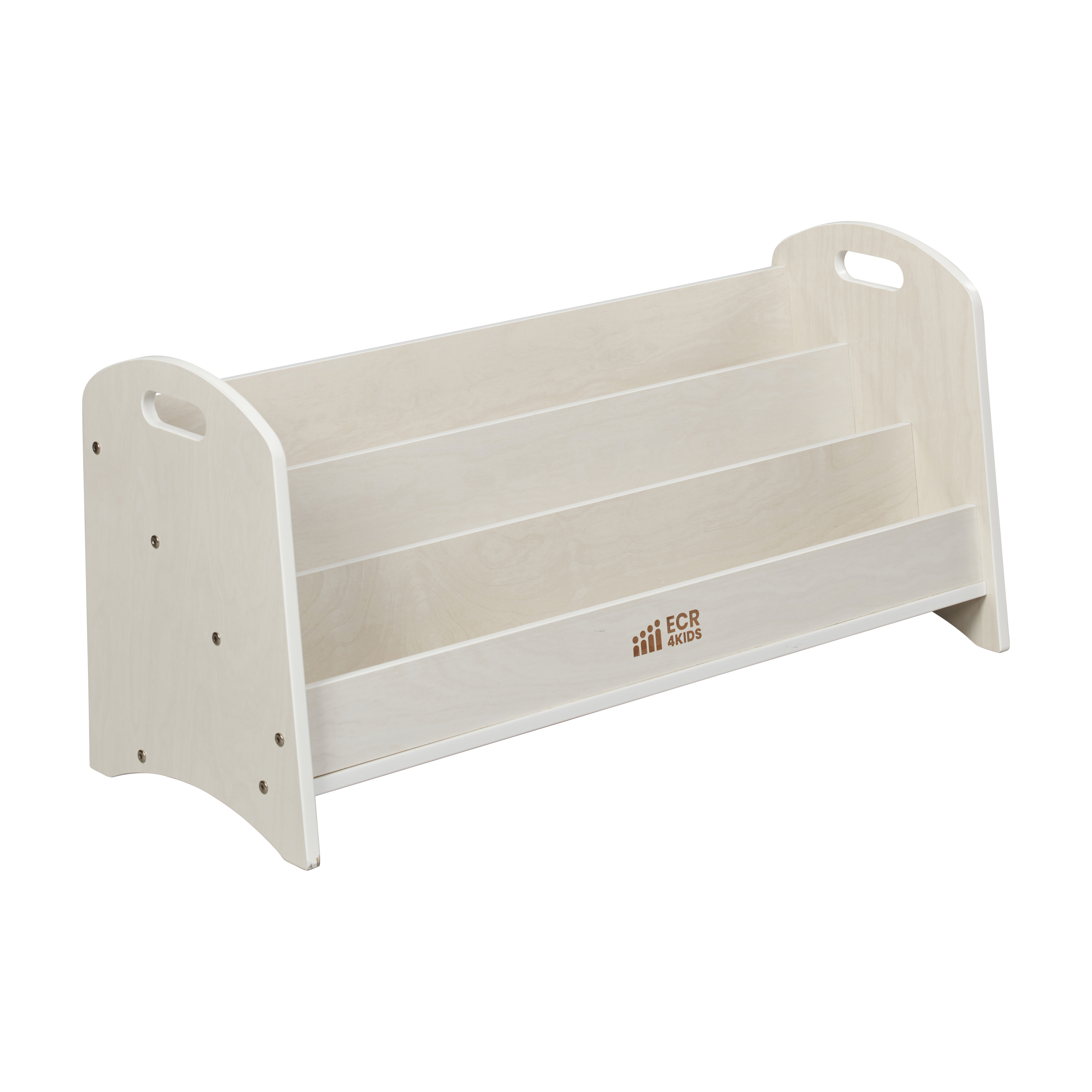 ECR4Kids 3-Shelf Floor Book Display with Handles, 36in, Children's Furniture, White Wash