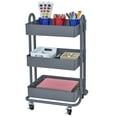 thumbnail image 1 of ECR4Kids 3 Tier Metal Rolling Storage Organizer Utility Cart w/ 4 Wheels, Gray, 1 of 10
