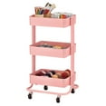 thumbnail image 1 of ECR4Kids 3-Tier Metal Rolling Utility Storage Cart, Multipurpose Organization, Pink, 1 of 6