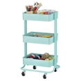 thumbnail image 1 of ECR4Kids 3-Tier Metal Rolling Utility Cart, Teal, 1 of 6