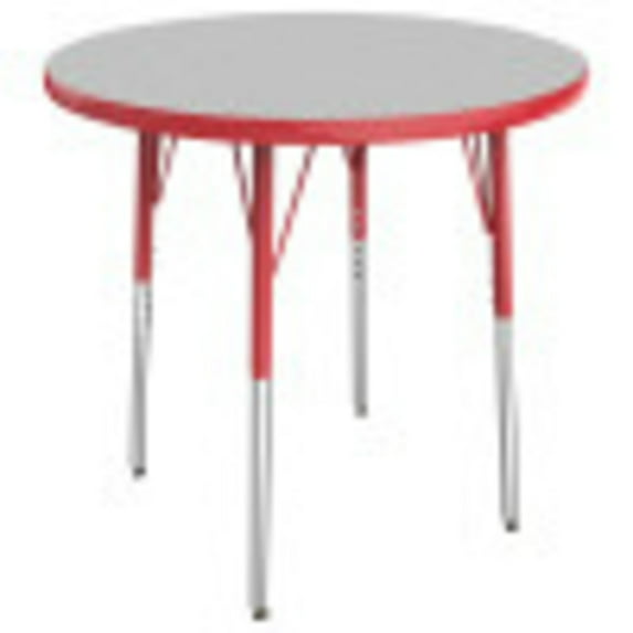 ECR4Kids 30in Round Everyday T-Mold Adjustable Activity Table Grey/Red - Standard Swivel