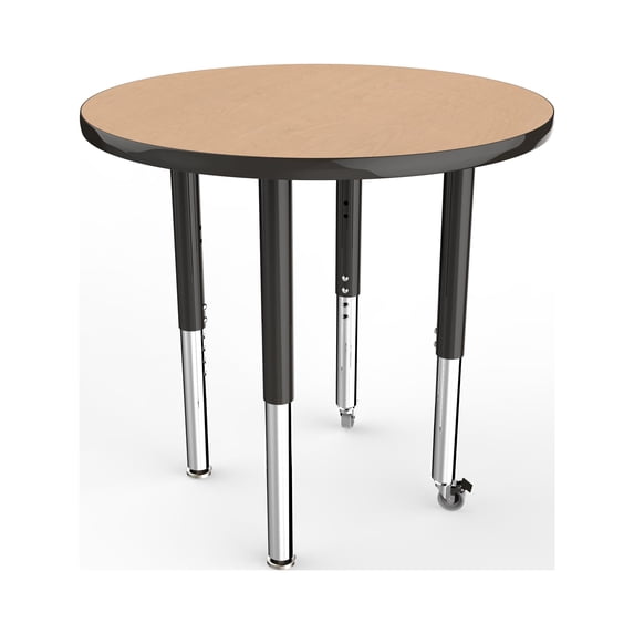 ECR4Kids 30in Round Everyday T-Mold Adjustable Activity Table Maple/Black/Black - Super Leg