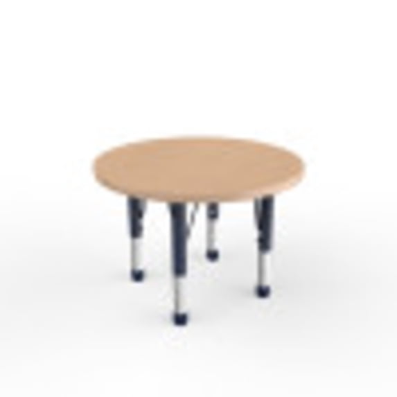 ECR4Kids 30in Round Everyday T-Mold Adjustable Activity Table Maple/Maple/Navy - Chunky Leg