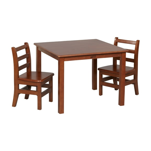 ECR4Kids 30in x 30in Square Hardwood Table and Chair Set, 12in Seat Height, Kids Furniture, 3-Piece