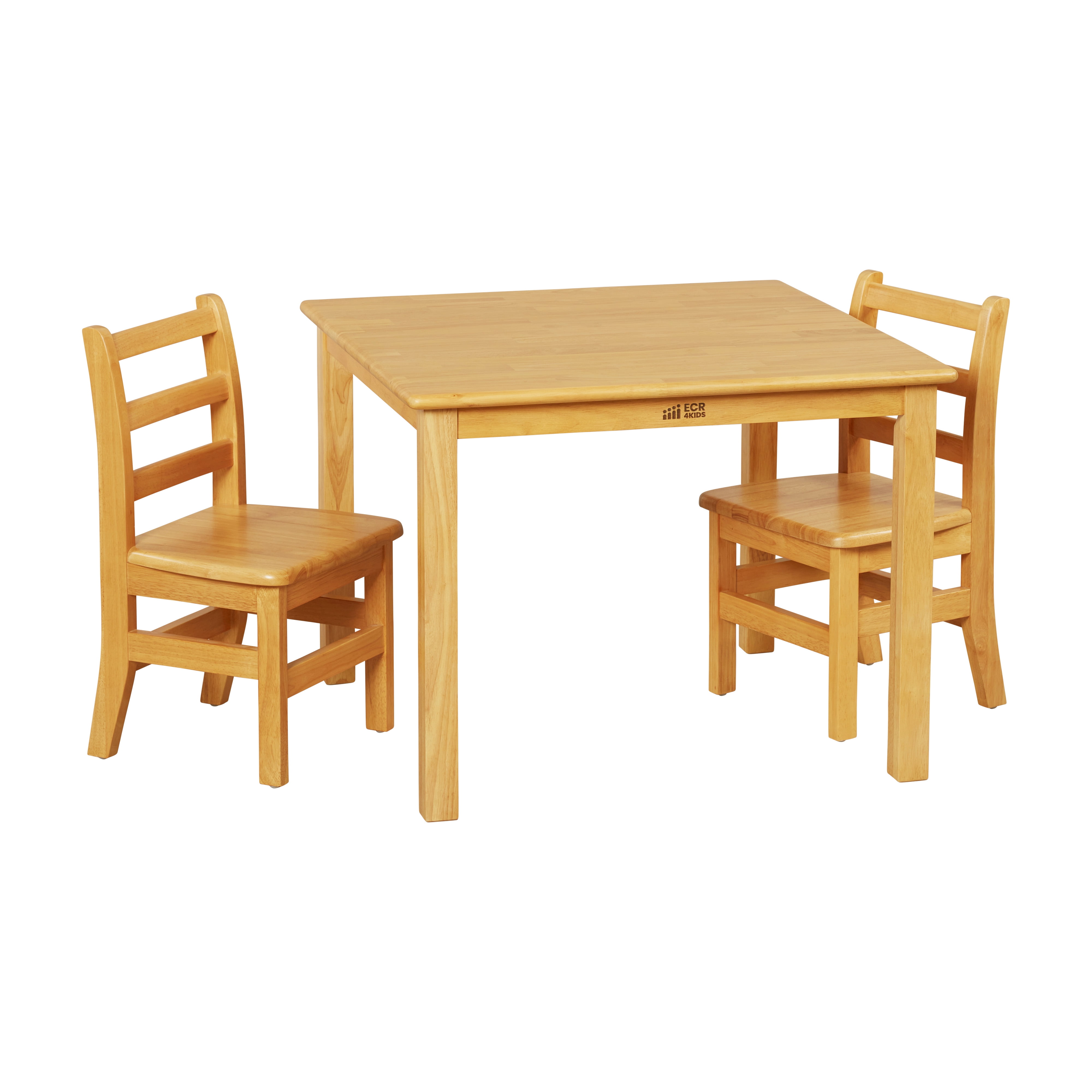 ECR4Kids 30in x 30in Square Hardwood Table and Chair Set, 12in Seat