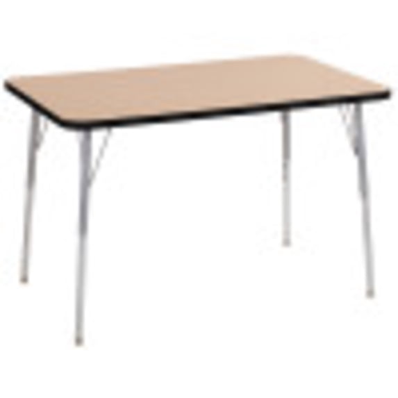 ECR4Kids 30in x 48in Rectangle Contour Thermo-Fused Adjustable Activity Table Maple/Black/Silver - Standard Swivel