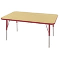 thumbnail image 1 of ECR4Kids 30in x 48in Rectangle Premium Thermo-Fused Adjustable Activity Table Maple/Red/Red - Standard Swivel, 1 of 2