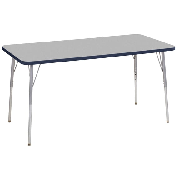 ECR4Kids 30in x 60in Rectangle Contour Thermo-Fused Adjustable Activity Table Grey/Navy/Silver - Standard Swivel