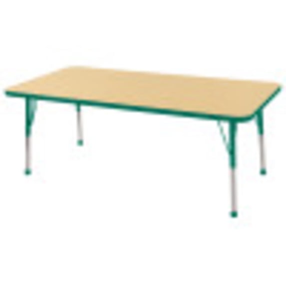ECR4Kids 30in x 60in Rectangle Everyday T-Mold Adjustable Activity Table Maple/Green - Toddler Ball